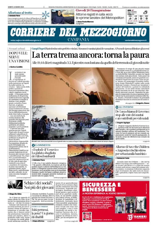 Prima-pagina-corriere del mezzogiorno-del-2025-03-15